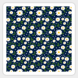 White Daisies On Navy Blue Sticker